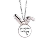 no/no Qoutes - Collar con colgante de conejo, diseño de conejo con texto en inglés "Famous People Healing Lovers Found World in Eyes"