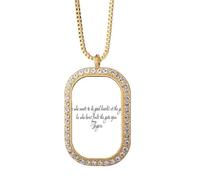 no/no Qoutes - Collar con colgante de diamantes de cristal dorado con texto "Healing Good To Knock"
