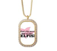 no/no Question Humor - Collar con colgante de diamante y cristal dorado