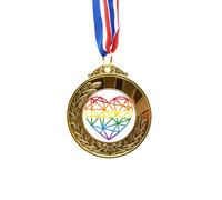 no/no Rainbow Modelling Heart LGBT Gold Award Medal First Place Ribbon