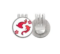 no/no Red Fish Japón - Marcador de pelota de golf chino con clip magnético esmaltado