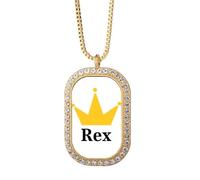 no/no Rex Authority King Commander Kether - Collar con colgante de diamantes de cristal dorado