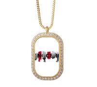 no/no Rhino Body Separation Art Deco - Collar con colgante de diamantes de cristal dorado