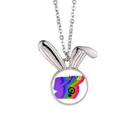 no/no Right Differentiation - Collar con colgante de conejo de igualdad de arco iris