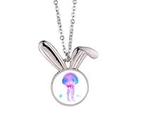 no/no Riotous Profusion - Collar con colgante de conejo de medusas floridas, regalo de joyería de animales