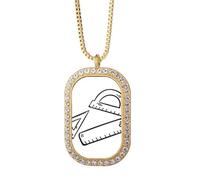 no/no Ruler Aids Learning Art Deco - Collar con colgante de diamantes de cristal dorado