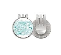 no/no Sea Wave Fish Shark Art Deco - Marcador de pelotas de golf con clip magnético esmaltado