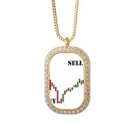 no/no Sell High Buy Low Red Art Deco Fashion Collar Colgante Diamante Cristal Dorado Joyería