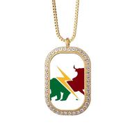 no/no Separation Bull Market - Collar con colgante de oso de cristal de diamante dorado