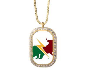 no/no Separation Bull Market - Collar con colgante de oso de cristal de diamante dorado