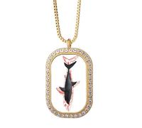 no/no Sharks Hang - Collar con colgante de manchas de sangre al revés, joyería dorada con diamantes de imitación