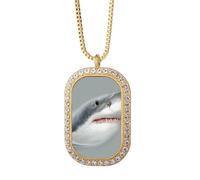 no/no Sharks Roam Ocean Hunt Art Deco - Collar con colgante de diamantes de cristal dorado