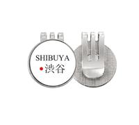 no/no Shibuya Japaness - Marcador de pelota de golf con nombre de la ciudad, color rojo, con clip magnético esmaltado