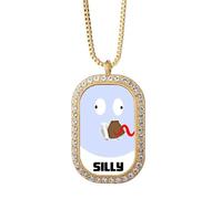 no/no Silly Blue Emotion - Collar con colgante de lengua retorcida y diamantes de cristal dorado