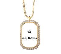 no/no Simple Aable English Happy Irthday - Collar con colgante de diamantes de cristal dorado