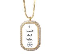 no/no Sleep Enjoy Comfortable Expression - Collar con colgante de diamantes de cristal dorado