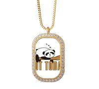 no/no Sleep Panda Branches Lazy Collar con colgante de diamantes de cristal dorado
