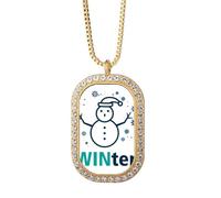 no/no Snow Weather Win Winter Art Deco - Collar con colgante de diamantes de cristal dorado