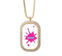 no/no Splatter - Collar con colgante de suela personal de carnaval con diamantes de cristal dorado