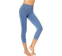 No Nonsense Leggings Capri clásicos de Mezclilla con Bolsillos para Mujer, Denim Luz, S