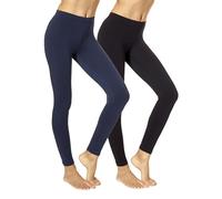 No Nonsense Leggings de algodón para Mujer, Negro/Crepúsculo - Paquete de 2 Pares, Medium