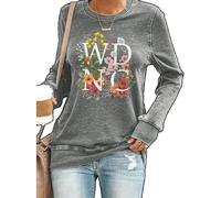 No nos importa una camisa con hemin redondo con sudadera de moda transpirable estampado floral gráfico de la camiseta letras para las mujeres, gris, M