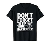 No Olvides Dar propina a tu Cita de Humor de Camarero Camiseta gráfica económica, Hombre, Negro, M