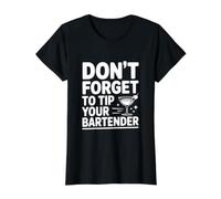 No Olvides Dar propina a tu Cita de Humor de Camarero Camiseta gráfica económica, Mujer, Negro, L