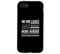 No One Cares Work Harder Motivational Workout Gym Bandera de Estados Unidos Carcasa para iPhone SE (2020) / 7/8