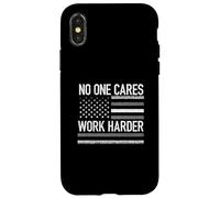 No One Cares Work Harder Motivational Workout Gym Bandera de Estados Unidos Carcasa para iPhone X/XS