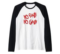 No Pain No Gain - Bold Orange Graffiti Style Camiseta Manga Raglan