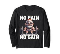 No Pain No Gain Fitness Gnome Love Weightlifting Training Manga Larga