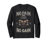 No Pain No Gain Funny Duck Gym Workout & Fitness Training Manga Larga