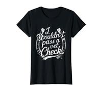 No pasaría un Cheque Veterinario equitación Ecuestre Camiseta gráfica económica, Mujer, Negro, XS