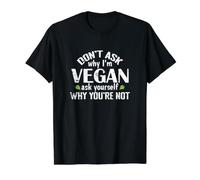 No preguntes por qué Soy Vegano Camiseta gráfica económica, Hombre, Negro, S
