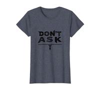 No preguntes tipografía Cremallera Arte gráfico Camiseta, Mujer, Azul Jaspeado, L