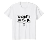 No preguntes tipografía Cremallera Arte gráfico Camiseta, Niños, Blanco, 8 años
