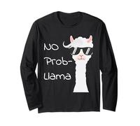 No Prob-Llama Funny Llama Pun Gafas de Sol Cool Animal Drama Manga Larga
