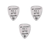 No pudimos elegir un abuelo mejor, paquete de 3 púas de guitarra, regalo de música de acero inoxidable, regalos de cumpleaños de Navidad para el abuelo