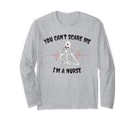 No Puedes Asustarme I'm a Nurse Skeleton Halloween para Enfermeras Manga Larga