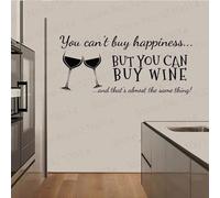 "No puedes comprar felicidad, pero sí puedes comprar vino" Citas de arte de vinilo para la pared, pegatina para la cocina/bar Decoraciones decorativas para la pared de la cocina/bar 57X25CM