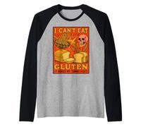 No Puedo Comer Gluten Hace Que me Duele la Barriga Alergia Celíaco Diversión Camiseta Manga Raglan