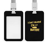 ¡No puedo creer que sea mantequilla! Porta credencial con cordón. Porta credenciales resistente para tarjetas de identificación. Lindos porta nombres para mujeres y hombres.