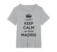 No Puedo Mantener la Calma, Soy de la Ciudad de Madrid Camiseta, Mujer Tallas Grandes, Gris Jaspeado, 1XL Grande