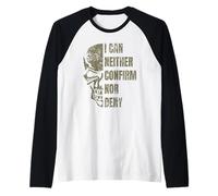No Puedo ni confirmar ni Negar Glomar Response Skull Design Camiseta Manga Raglan