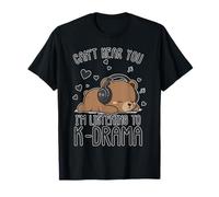 No Puedo oírte Escuchar K-Drama Cute Bear Camiseta