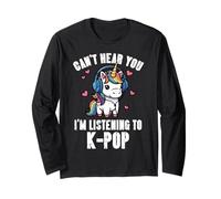 No Puedo oírte Escuchar K-Pop, Frases Divertidas para niñas, niños y Mujeres Manga Larga