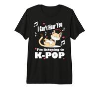 No Puedo oírte, Estoy Escuchando KPOP Kawaii Cat & Hearts Camiseta Premium