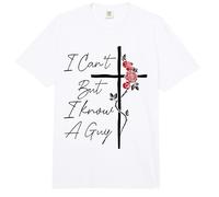 No Puedo, Pero conozco a un Chico: Jesus Cross Flowers Comfort Colors Adult Heavyweight T-Shirt