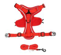 No Pull Dog Harness and Leash Set - Adjustable Pet Vest for Small Cats(Red, M)